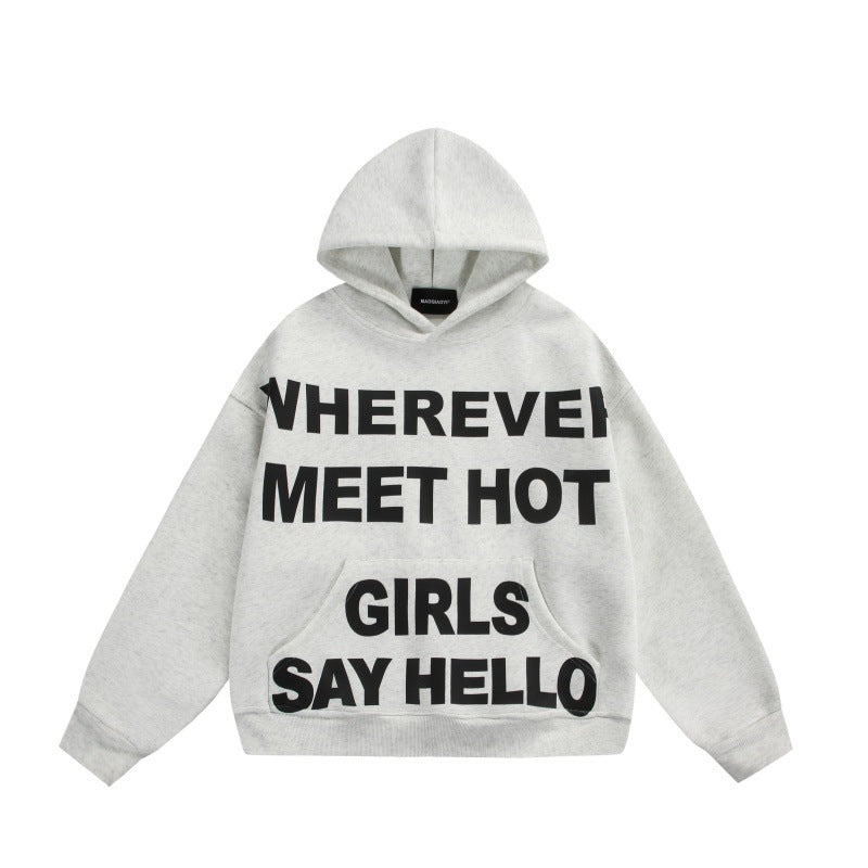 Unisex Oversize Hoodie with large slogan print and kangaroo pocket Chichicherry