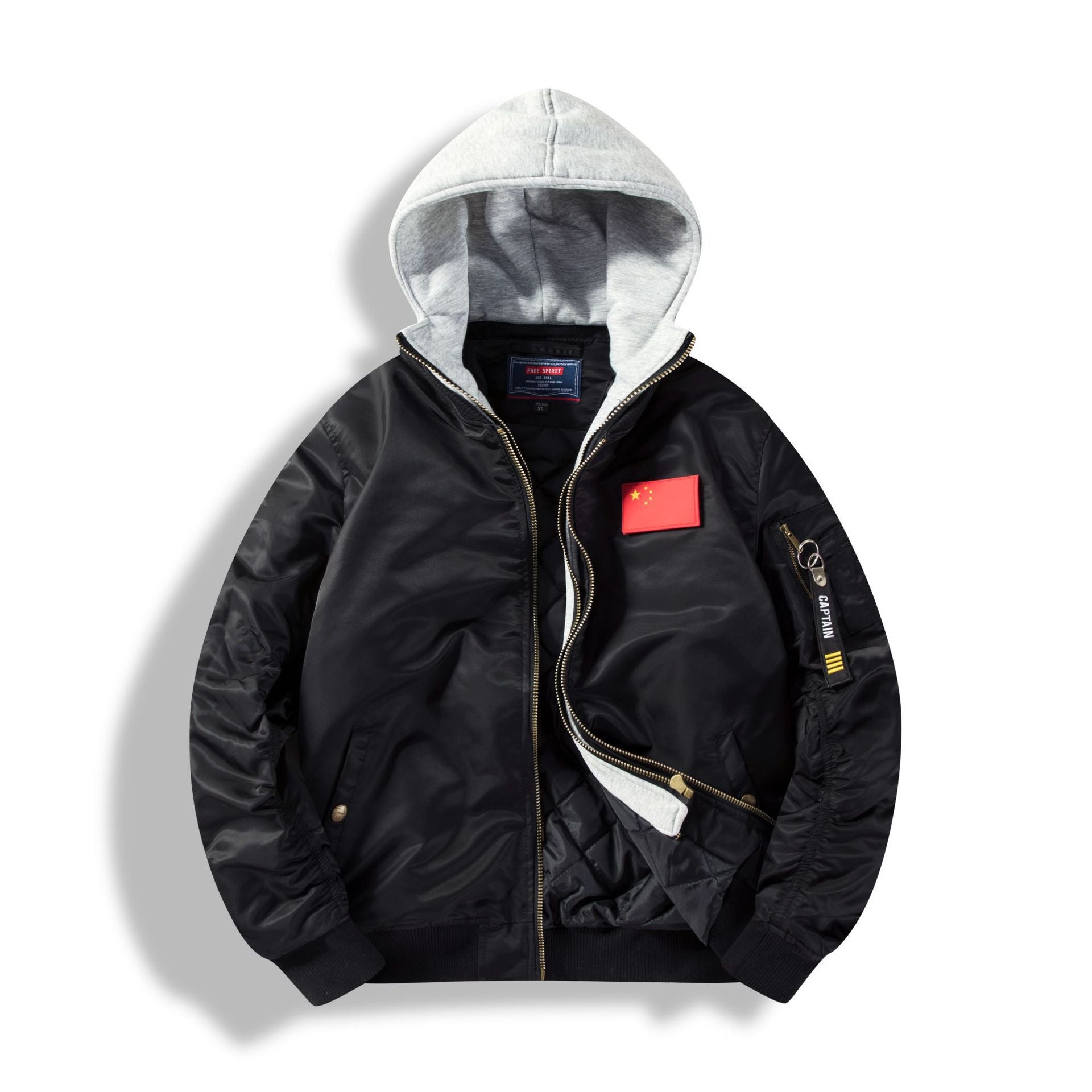 Men's bomber jacket with removable hood inner lining and quilted thermal insulation Chichicherry