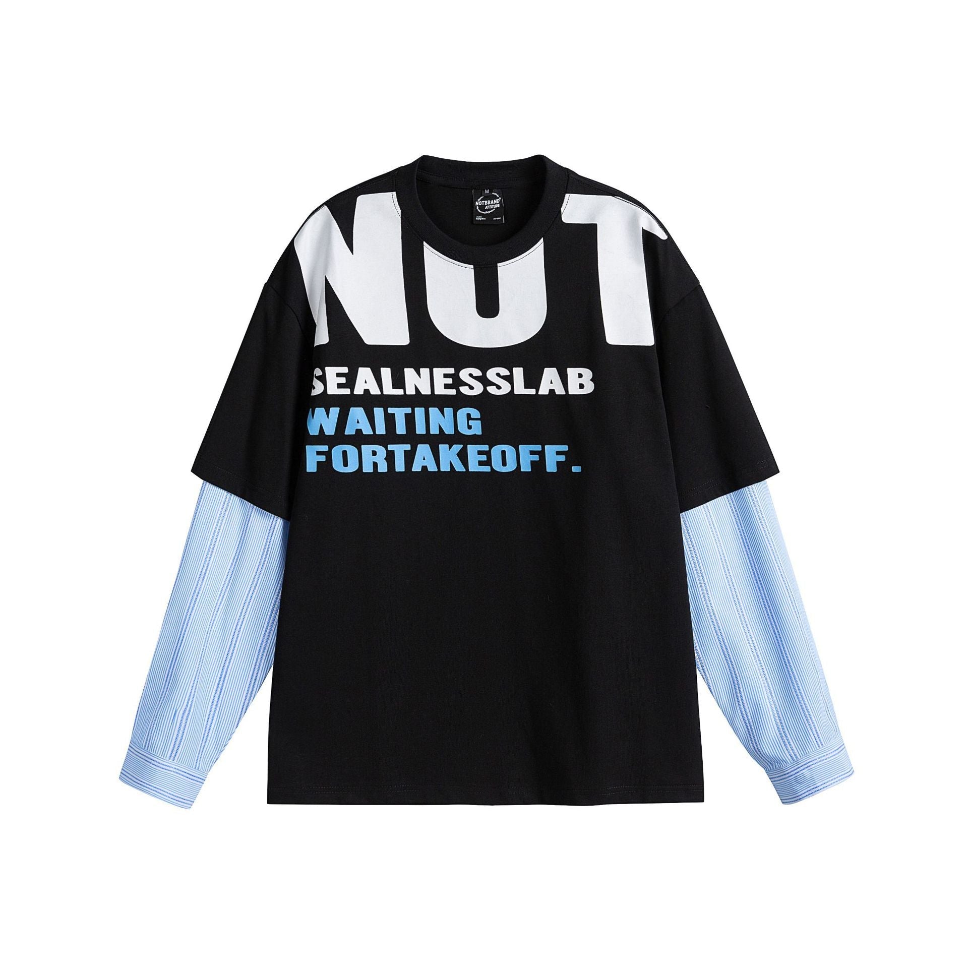 Women's layered look T-shirt with integrated shirt sleeves and oversized print Chichicherry
