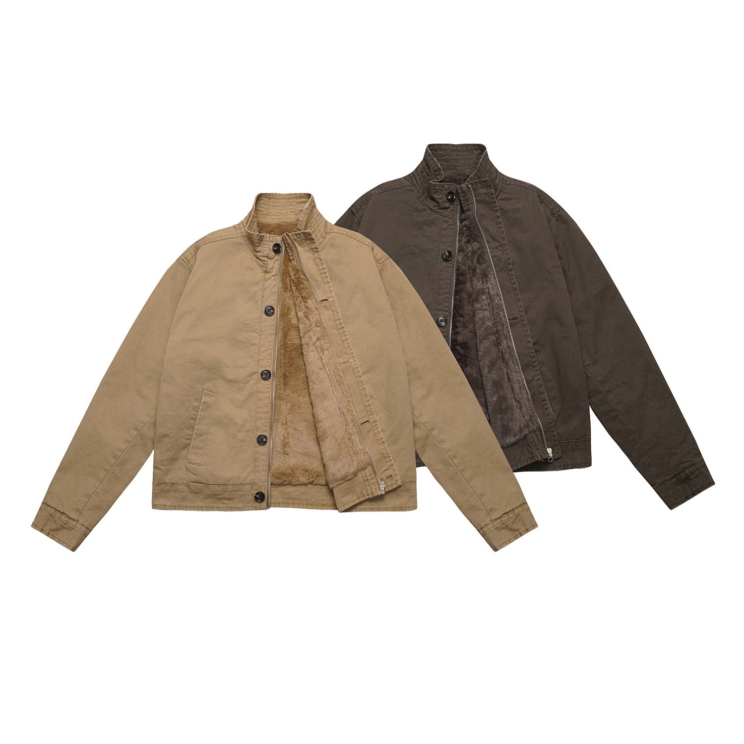 Men's short jacket in field blouson style with soft teddy lining and stand-up collar Chichicherry