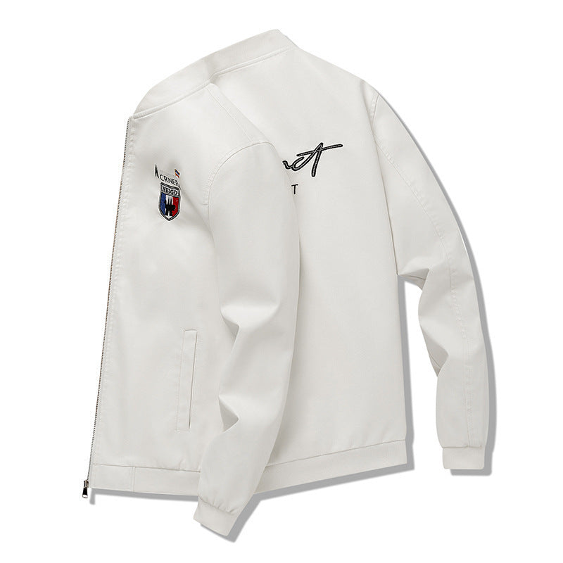 Men's lightweight bomber jacket in casual urban style with embroidered emblem and ribbed cuffs Chichicherry