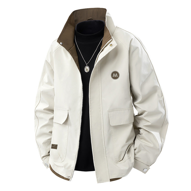 Men's Light Urban Blouson with High Stand-Up Collar, Contrast Lining and Flap Pockets Chichicherry