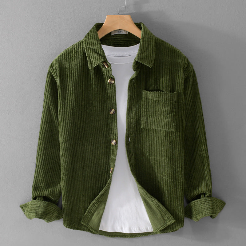 Men's cord overshirt with wide ribbed texture, chest pocket, and relaxed fit Chichicherry