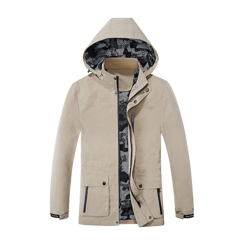 Men's Hooded Parka in Canvas Utility Style with Camouflage Lining Chichicherry