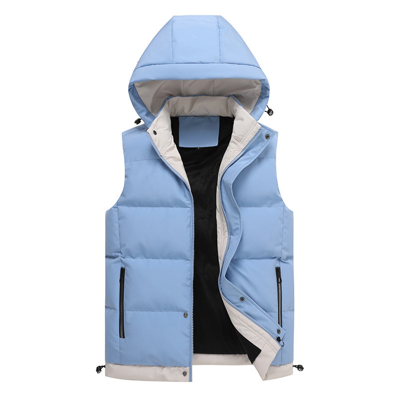 Men's Sleeveless Padded Vest with Hood, Thermal Insulation and Body Shaping Cut Chichicherry