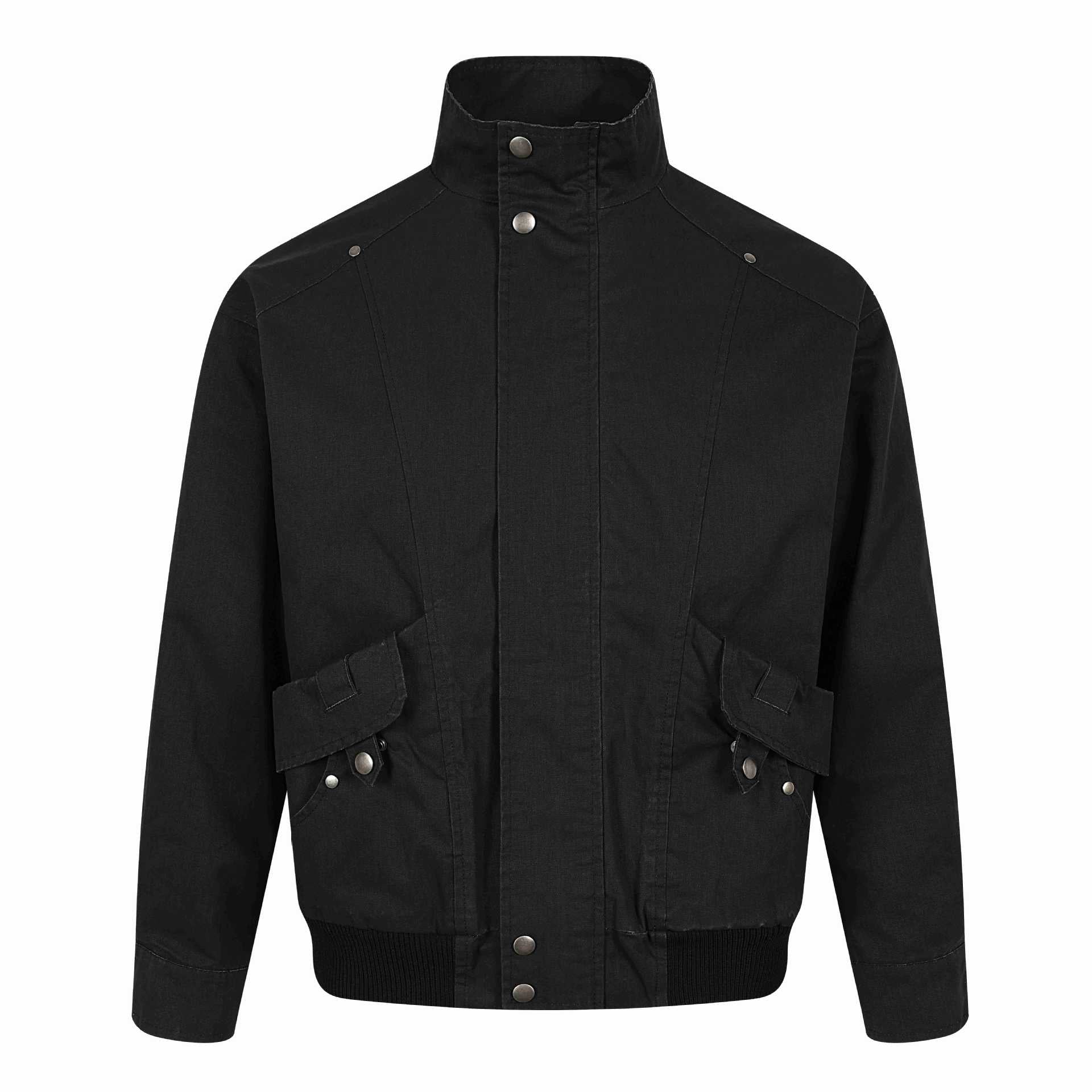 Men's Short Utility Bomber with High Stand Collar, Flap Pockets and Ribbed Cuffs Chichicherry
