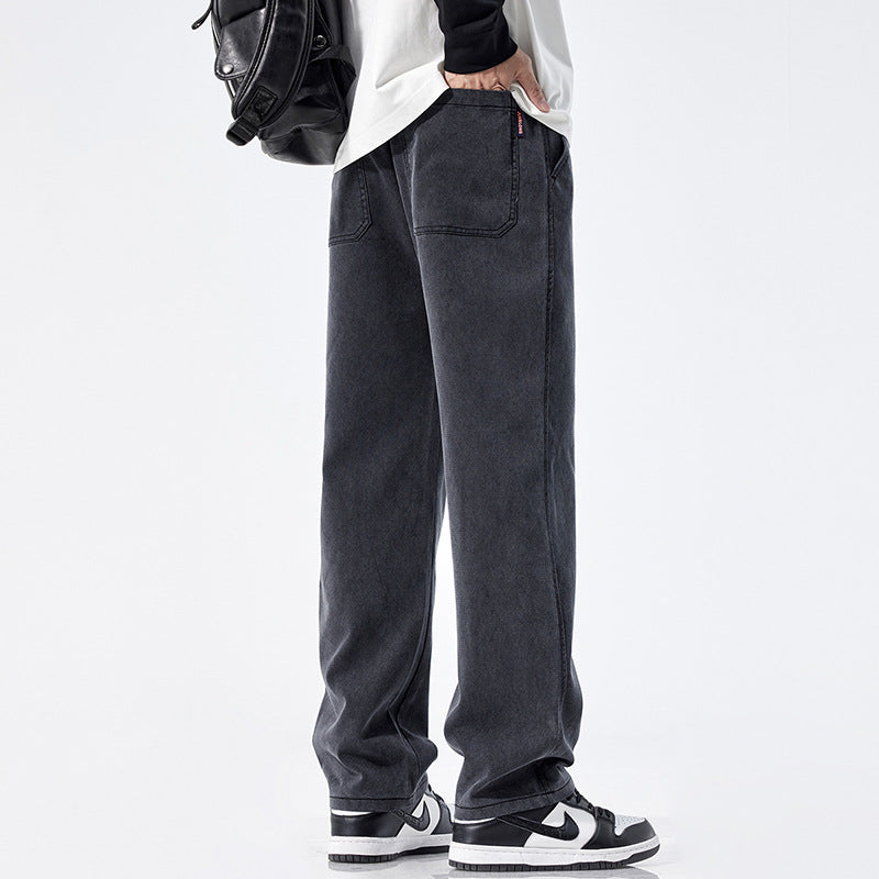 Men's Loose Fit Jeans with Vintage Wash and Straight Leg Chichicherry