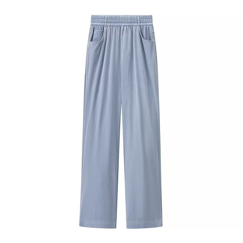 Women's loose high-waist lounge pants made of flowing viscose look with elastic waistband and side pockets Chichicherry