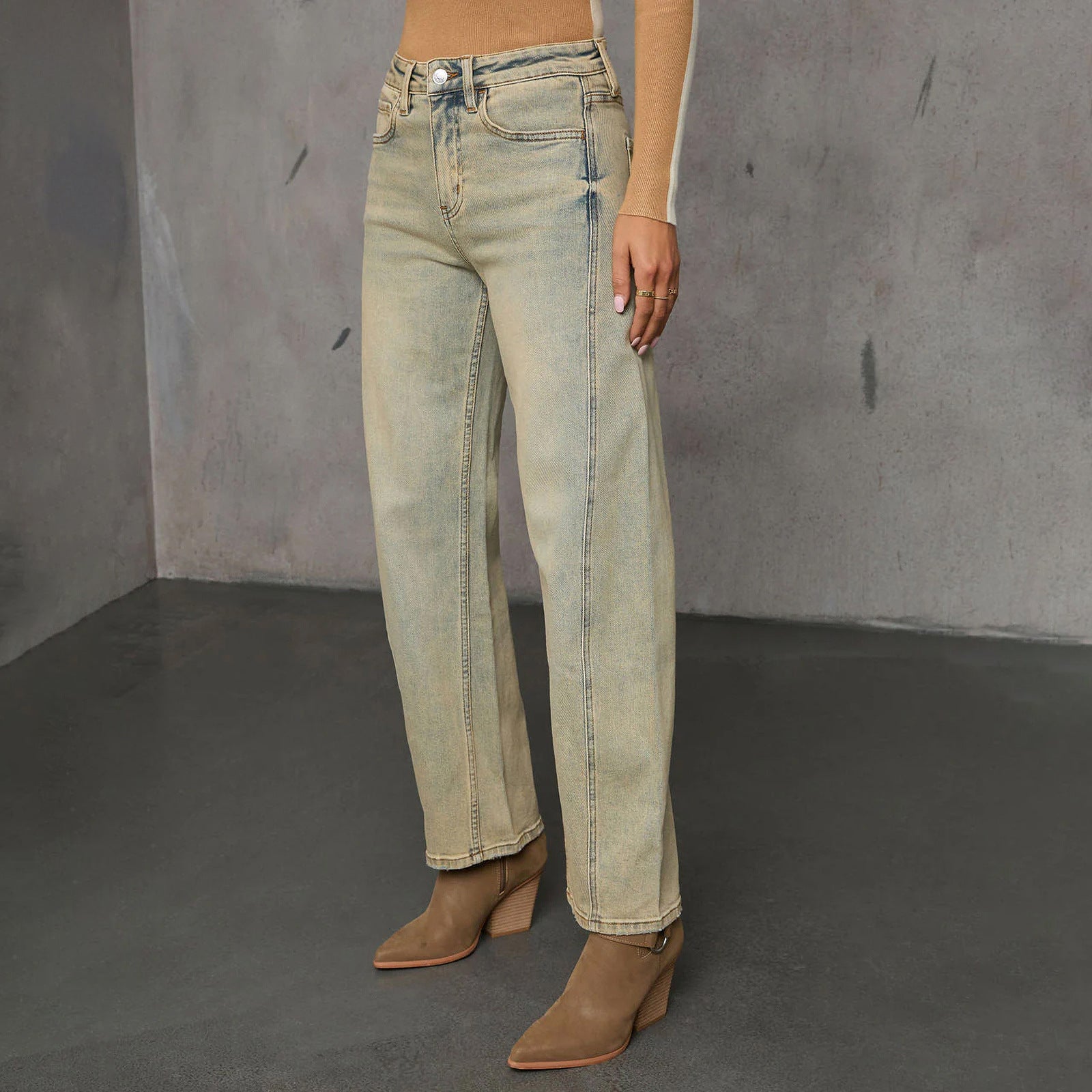 Ladies High-Waist Culotte Jeans with visible front seam Chichicherry