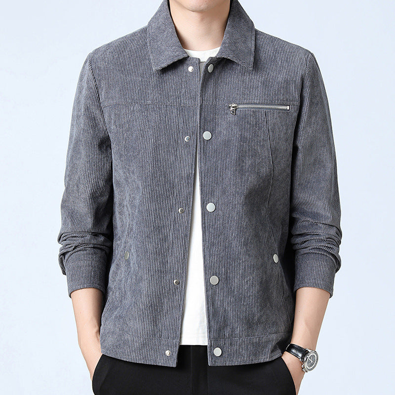 Men's cord overshirt made of wide corduroy with snap button front and zipper chest pocket Chichicherry