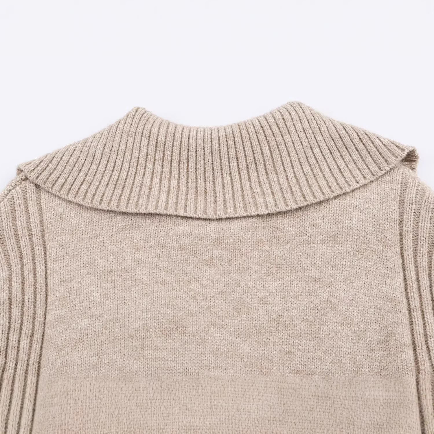 Women's knit cardigan with oversized sail collar and cable knit details Chichicherry