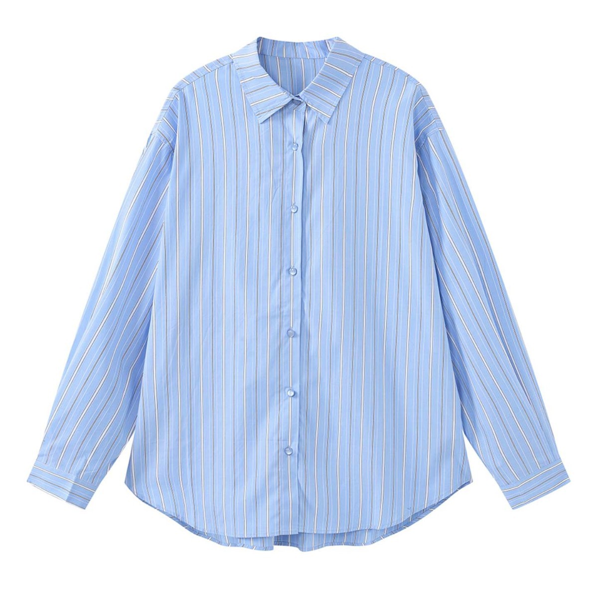 Women's Oversized Shirt Blouse made of Cotton Poplin with Fine Stripes Chichicherry