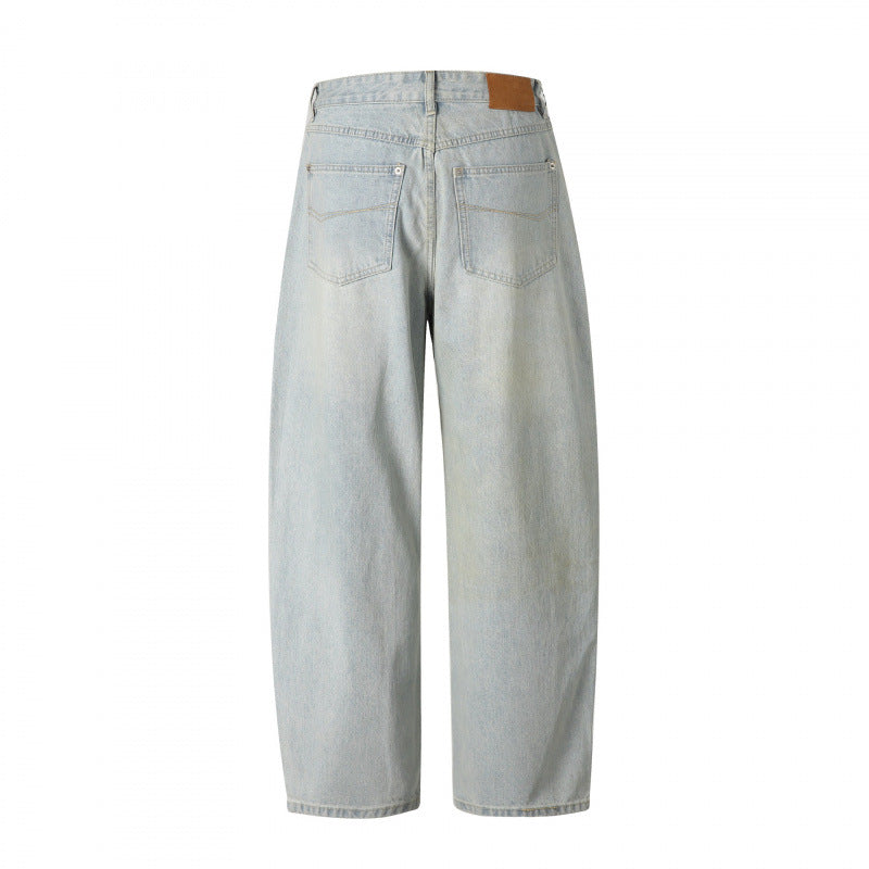 Women's Relaxed Fit Straight-Leg Denim Pants with High Waist and Soft Stonewash Details Chichicherry
