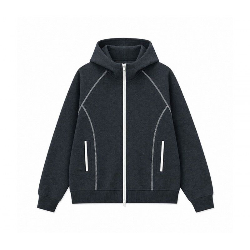 Men's sporty hooded sweatshirt jacket with contrast zipper and ergonomic seams Chichicherry