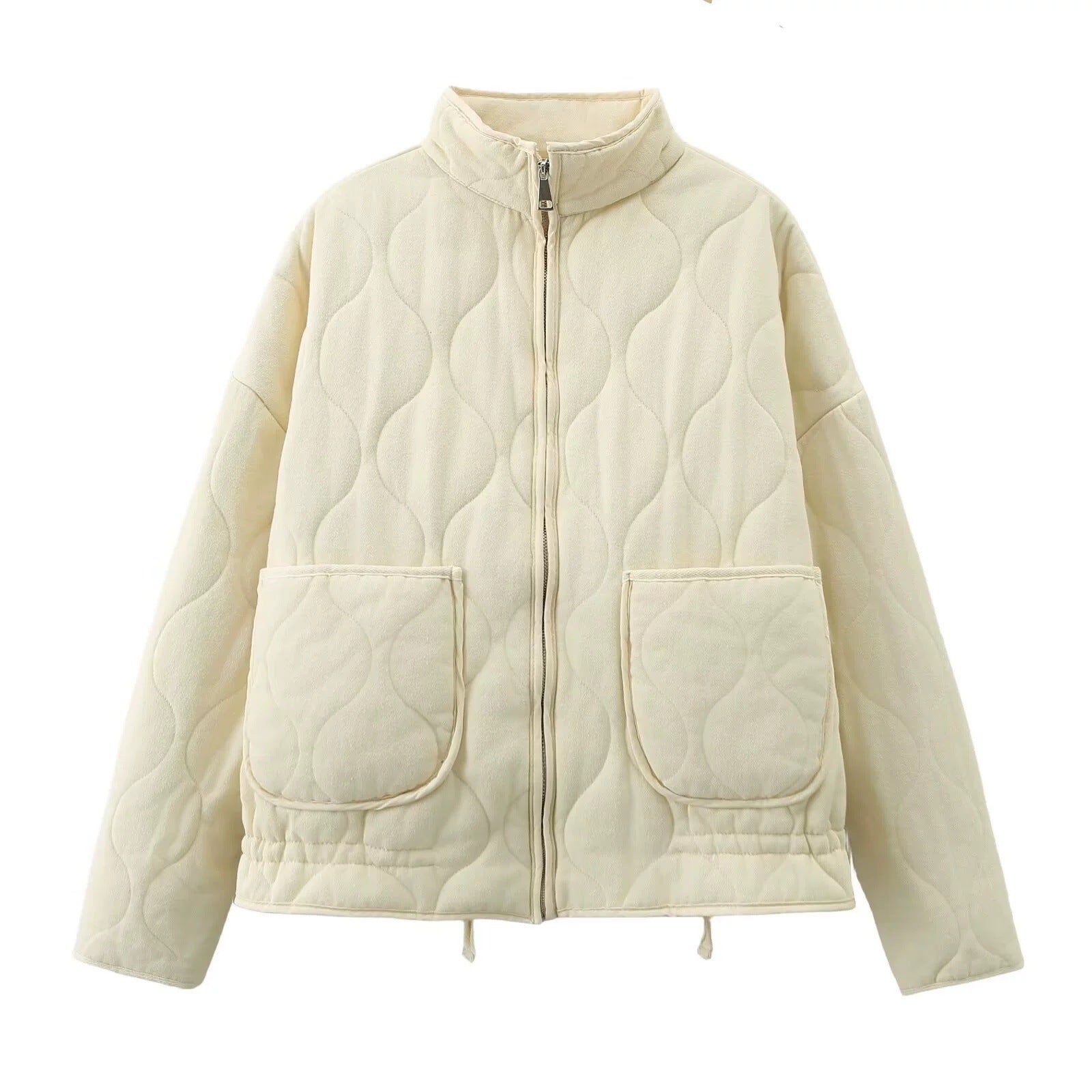 Women quilted jacket with stand-up collar and patch pockets Chichicherry