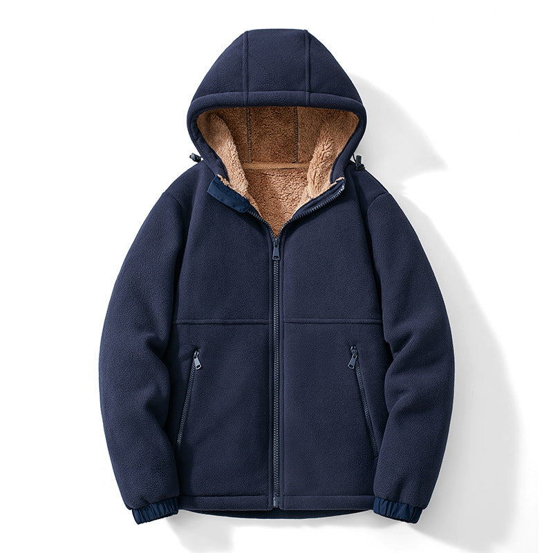 Men's hooded fleece jacket with teddy inner lining, full zip and windproof cuffs Chichicherry