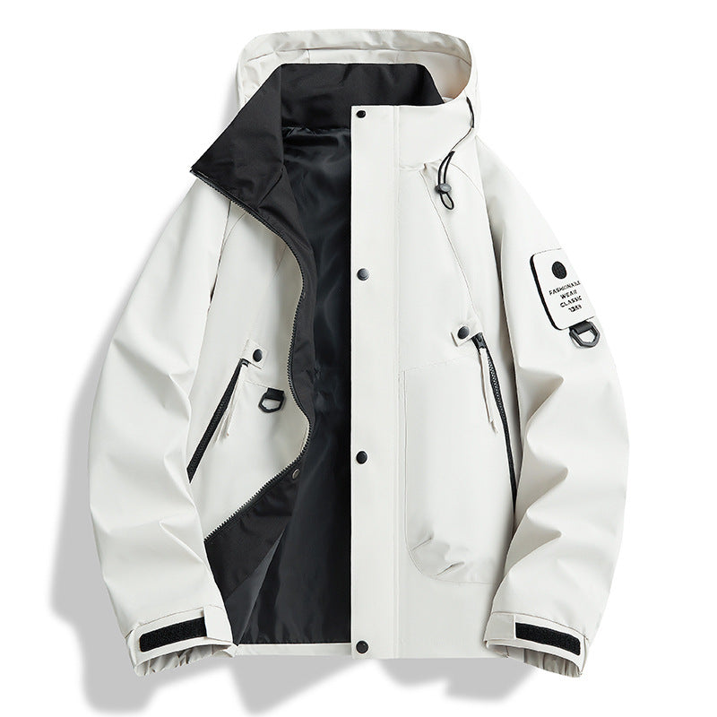 Men's minimalist weatherproof parka with contrast lining and utility details Chichicherry