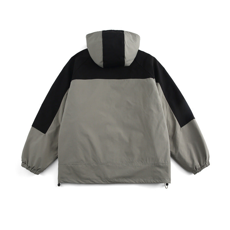 Unisex Boxy-Technical Hooded Jacket with Raglan Sleeves, Water-Repellent Shell and Drawstring Hem Chichicherry