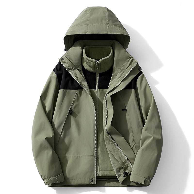 Men's two-layer softshell and fleece combination jacket with detachable inner lining and hood Chichicherry