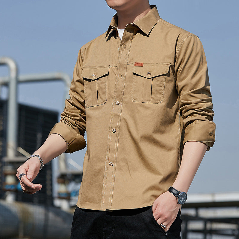 Men's lightweight utility overshirt made of cotton canvas with chest flap pockets Chichicherry