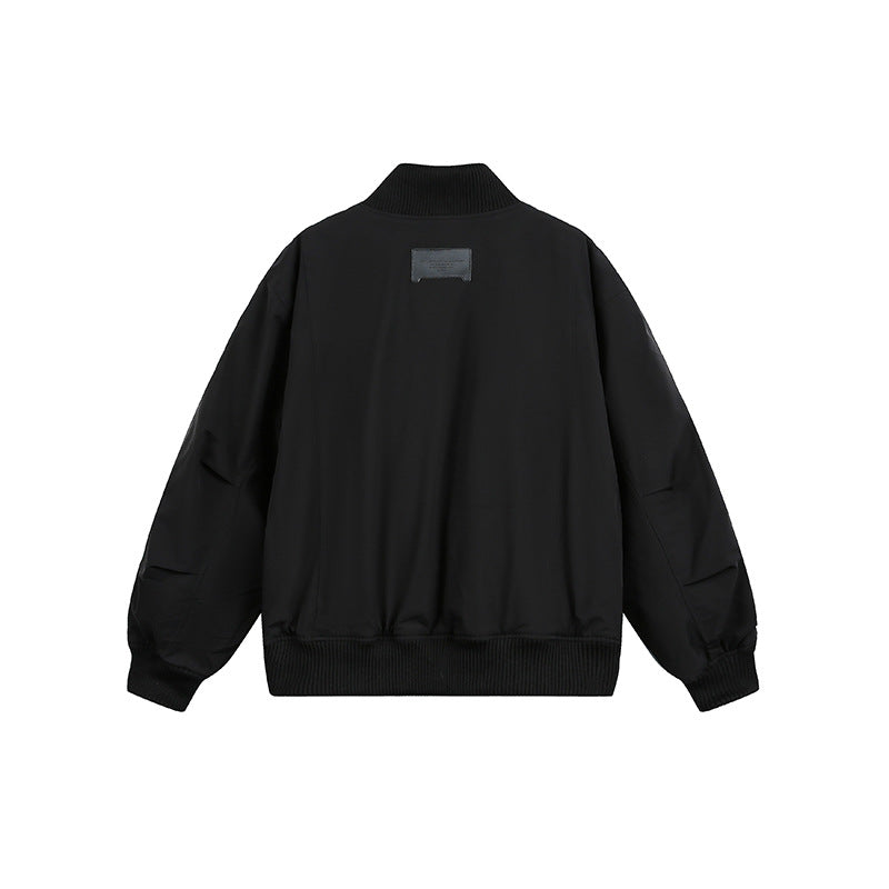 Unisex Boxy Bomber Jacket in Oversize Style with Ribbed Cuffs and Two-Way Zipper Chichicherry