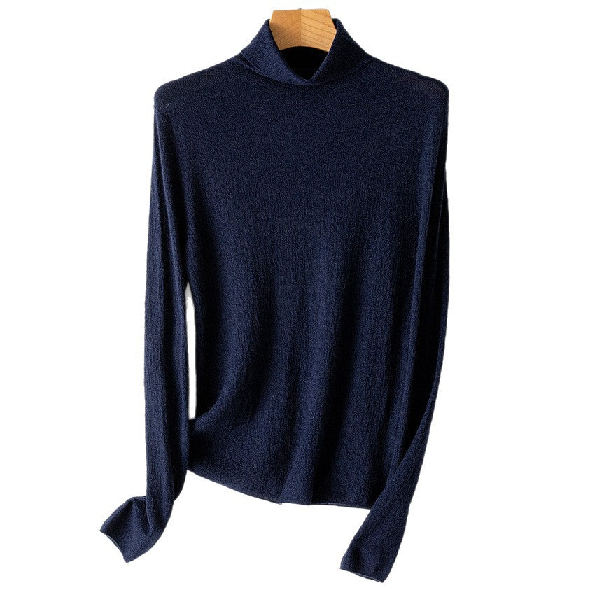 Women Fine Crinkle Turtleneck Sweater with Light Fall Chichicherry