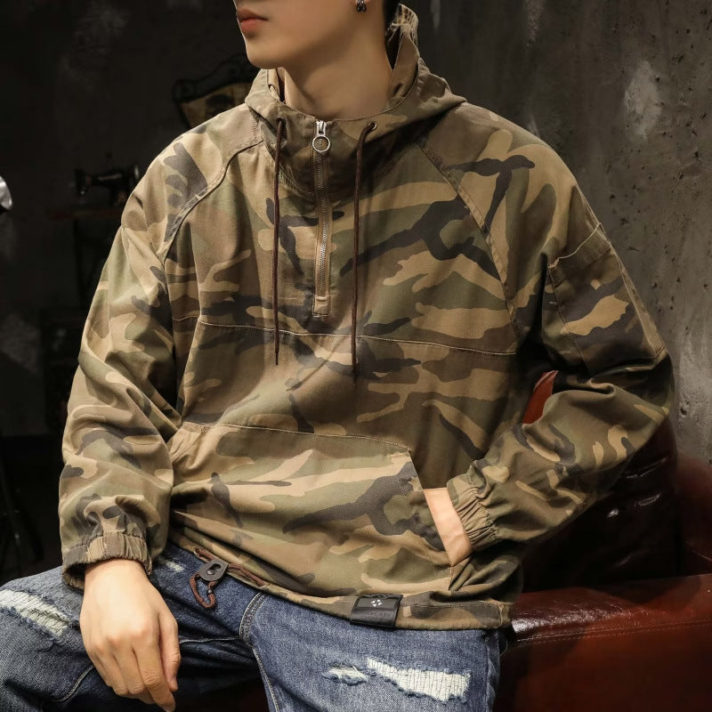 Herren Kapuzen-Anorak mit Halbzip, Kängurutasche und Tunnelzugsaum Chichicherry
