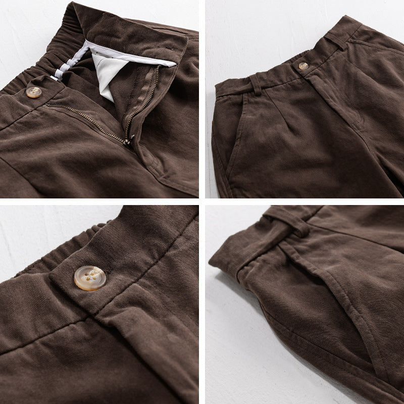 Men's Loose Utility-Style Cargo Pants with Reinforced Knee Panels and Tapered Leg Chichicherry
