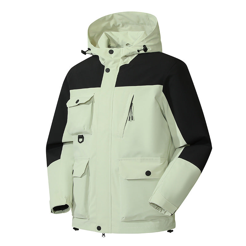 Men's Technical Utility Field Jacket with Hood, Multiple Pockets and Wind-Resistant Shell Chichicherry