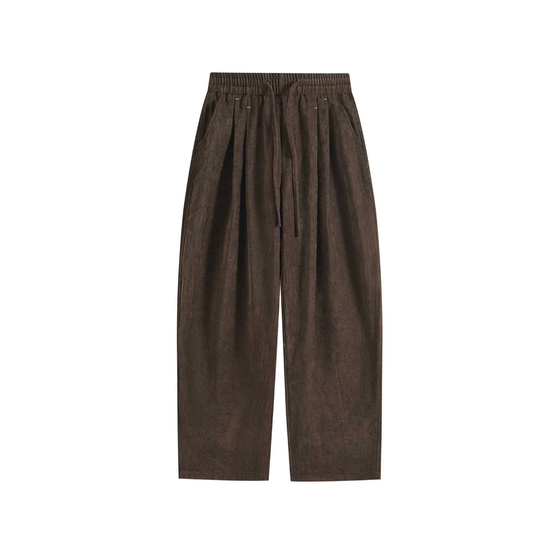 Women Wide Palazzo Pants with Elastic Waistband, Drawstring and Side Pockets Chichicherry