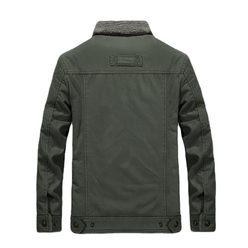 Men's Sherpa-lined canvas trucker jacket with teddy lining and shirt collar Chichicherry