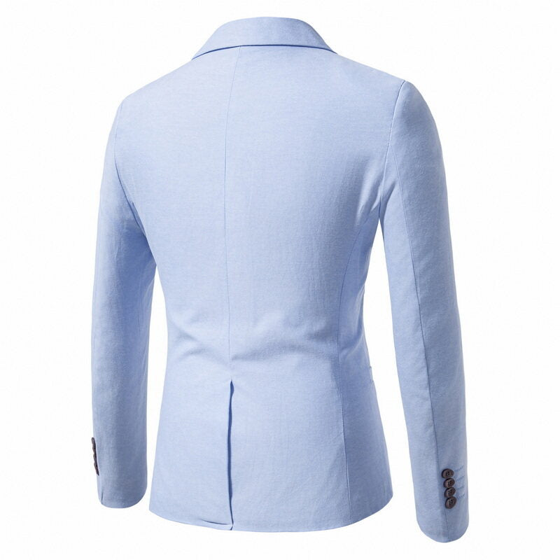 Men's Tailored Single-Button Blazer made of lightweight Cotton-Linen Blend Chichicherry