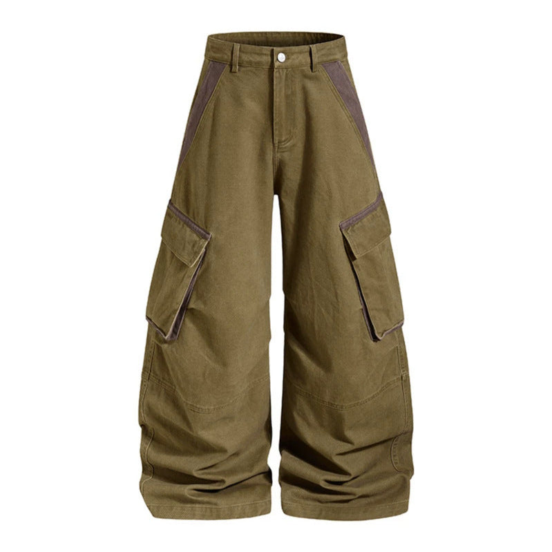Women's Wide Cargo Culotte Pants with High Waist, Large Flap Pockets and Distinctive Stitching Details Chichicherry