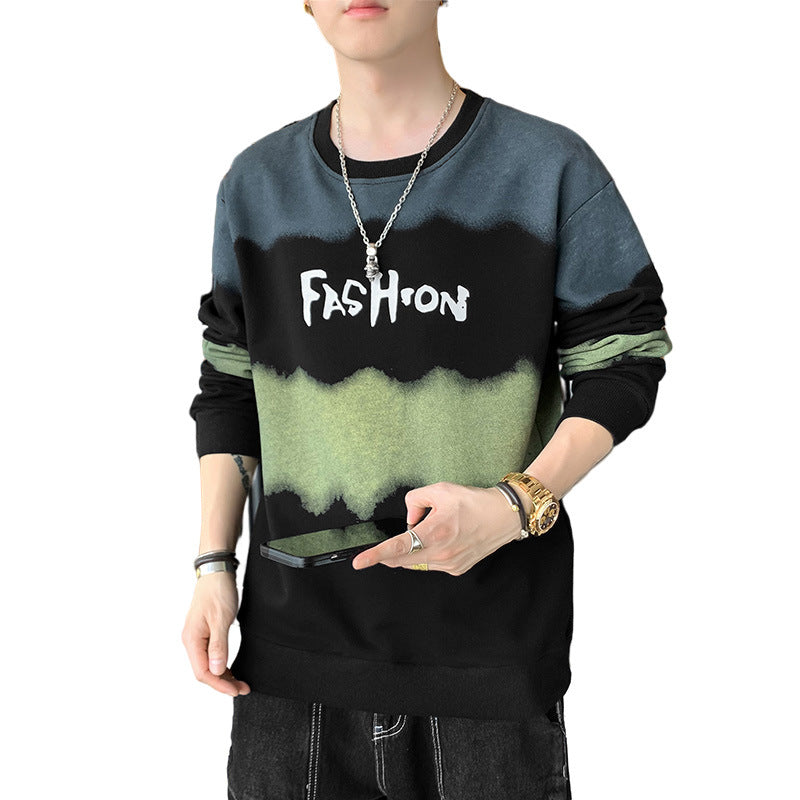 Men's Oversize Sweatshirt with Tie-Dye Wave Print and Statement Logo Chichicherry