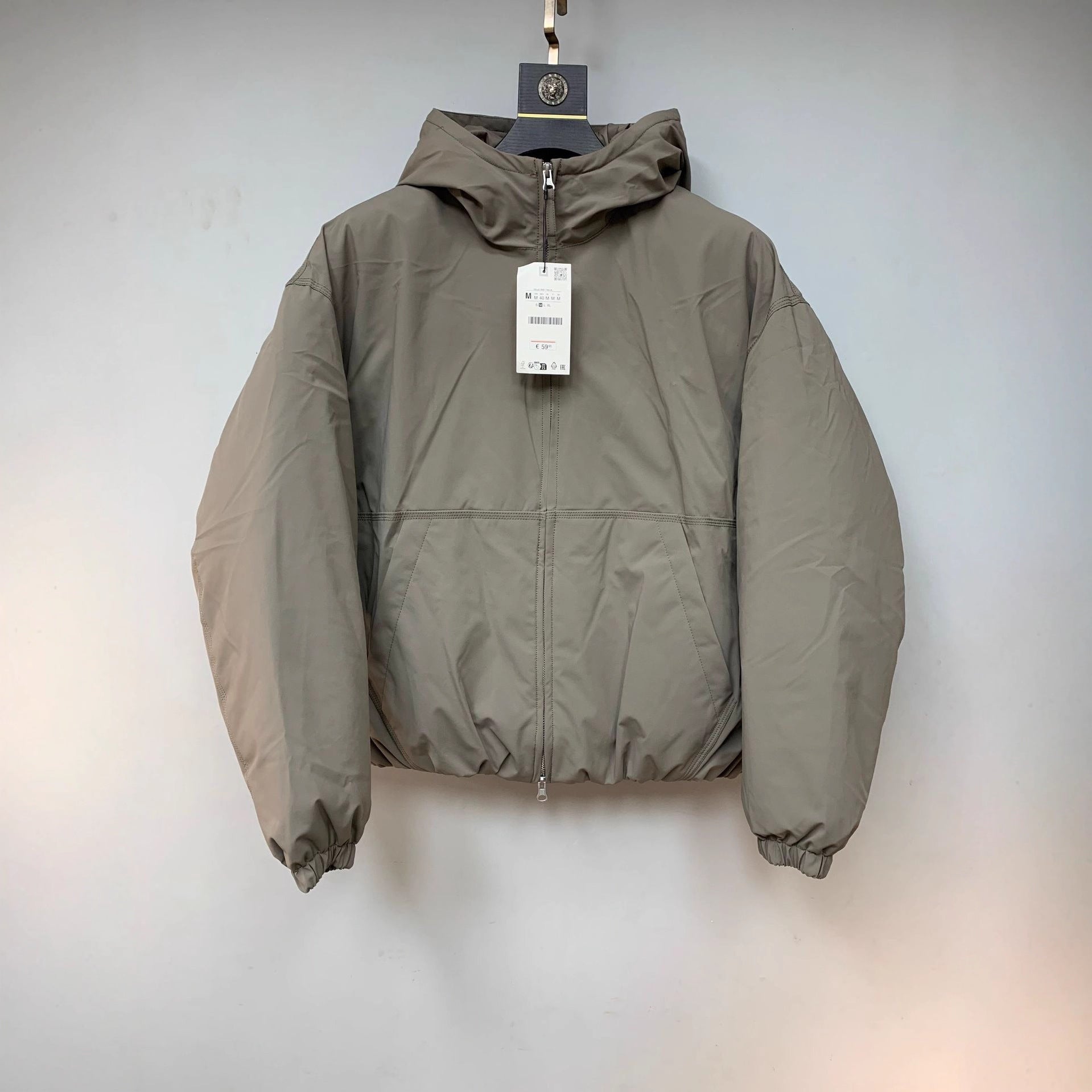 Men's Boxy Short Jacket with Hood, Elastic Hem and Concealed Zipper Chichicherry