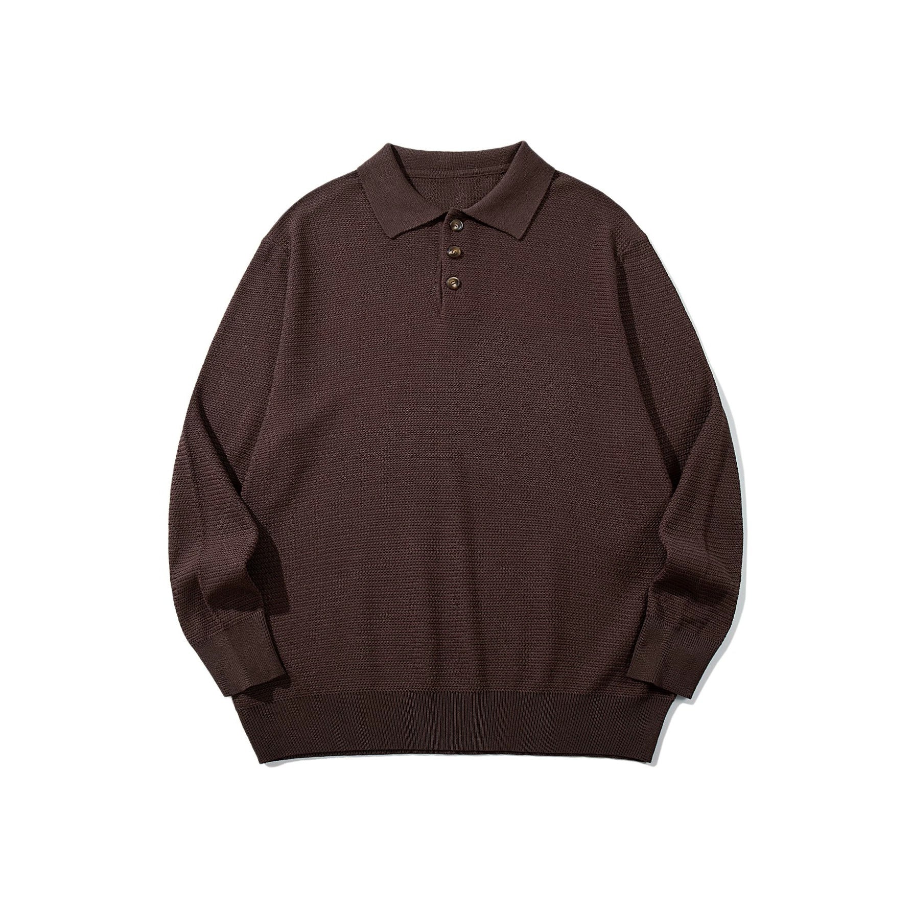 Unisex Waffle Knit Polo in Relaxed Fit with Three-Button Placket and Ribbed Hem