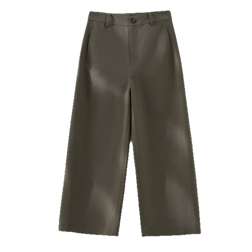 Women's Wide Culotte Pants with High Waist, Press Fold, and Straight Leg Chichicherry