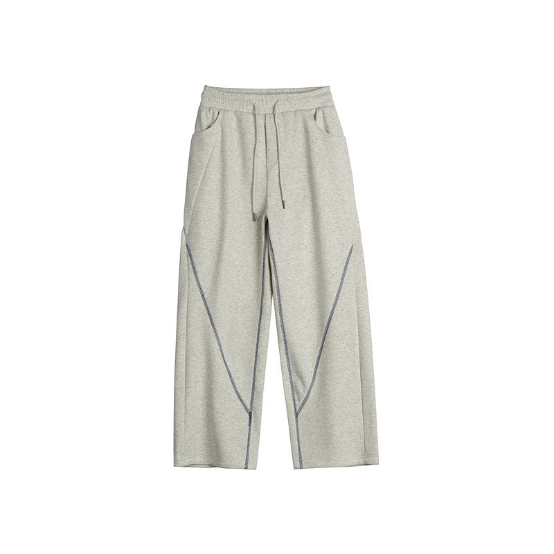 Women's Wide Culotte Jogging Pants with Elastic Waistband, Drawstring and Decorative Contrast Stitching Chichicherry