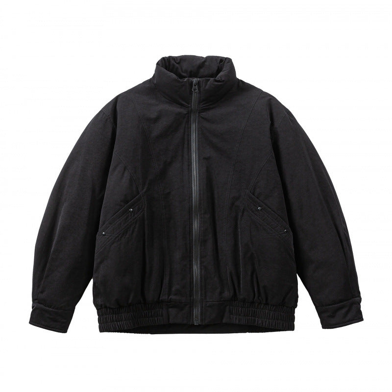 Men's Oversized Bomber Jacket made of Suede Look with High Standing Collar and Elastic Hem Chichicherry