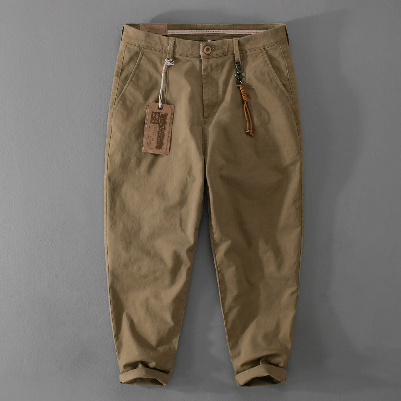 Men's Cotton Twill Chino in Relaxed Tapered Fit with Drawstring Waistband and Patch Pockets Chichicherry