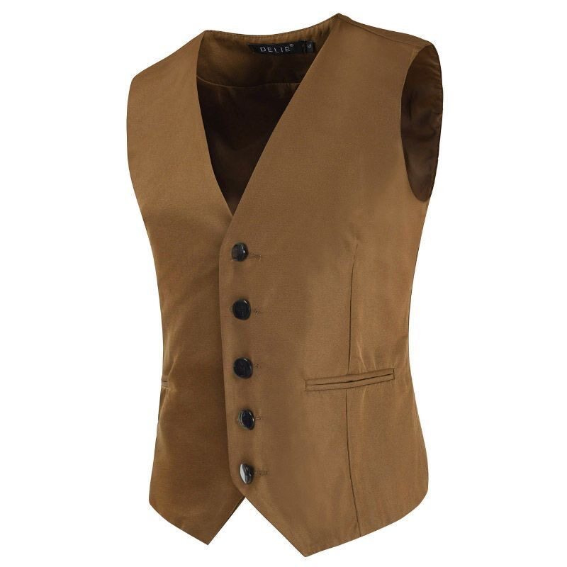 Men's Satin Tuxedo Vest with Tailored Fit, V-Neck and Elegant Button Placket Chichicherry
