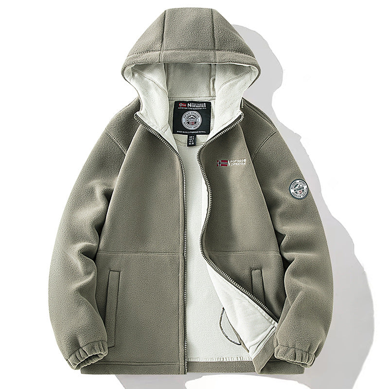Women's Hooded Fleece Jacket with Warm Teddy Lining and Zipper Chichicherry