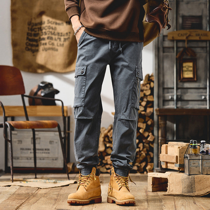 Men's Cargo Jogger Pants with Elastic Waistband and Multi-Pockets Chichicherry