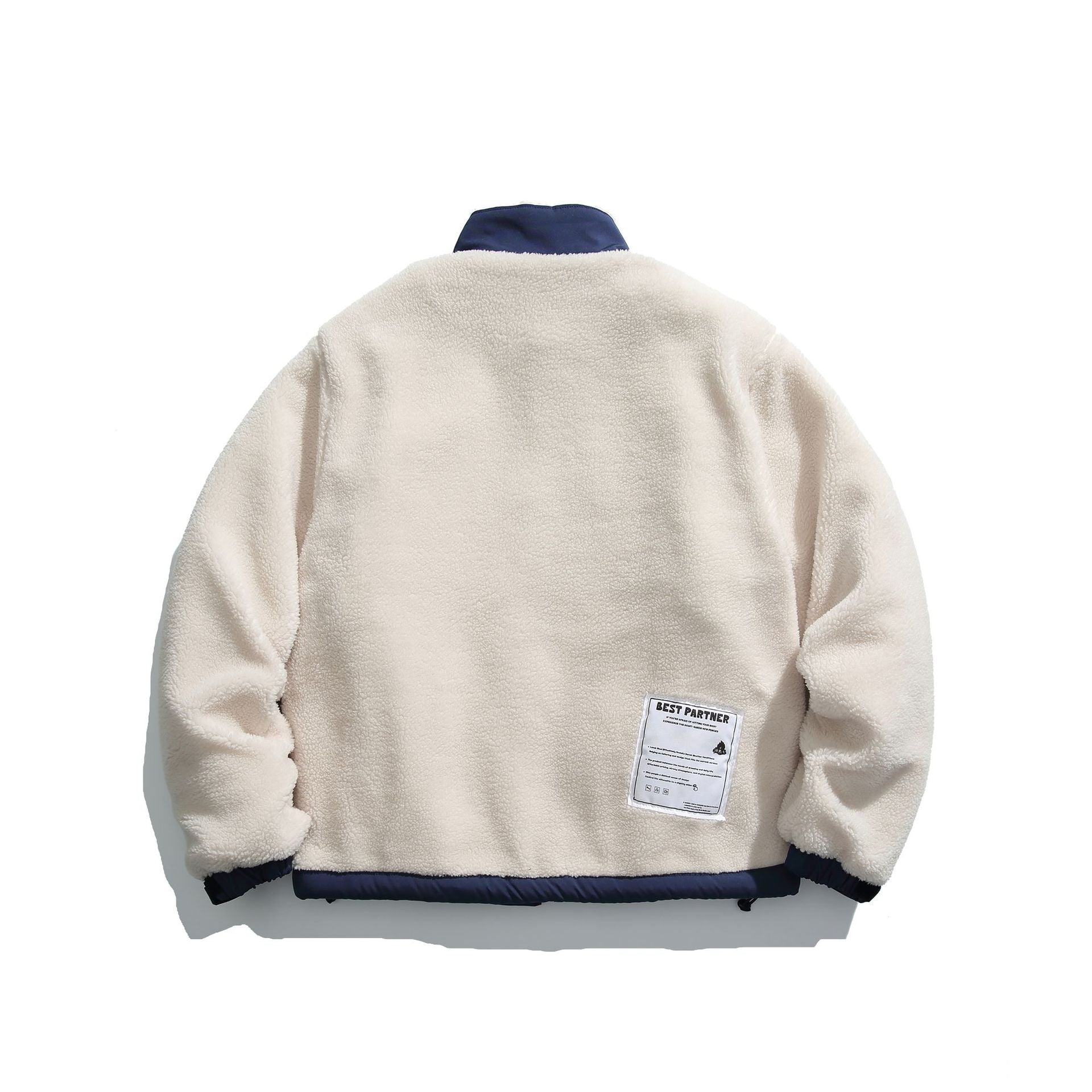 Men's Teddy Fleece Jacket with Stand-Up Collar, Full Zip and Contrast Trim Chichicherry