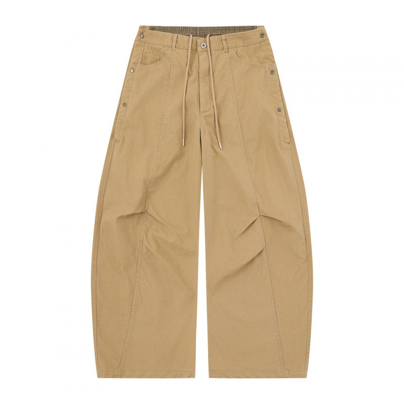 Unisex Wide Balloon Pants with Elastic Waistband, Drawstring, and Distinctive Seam Panels Chichicherry