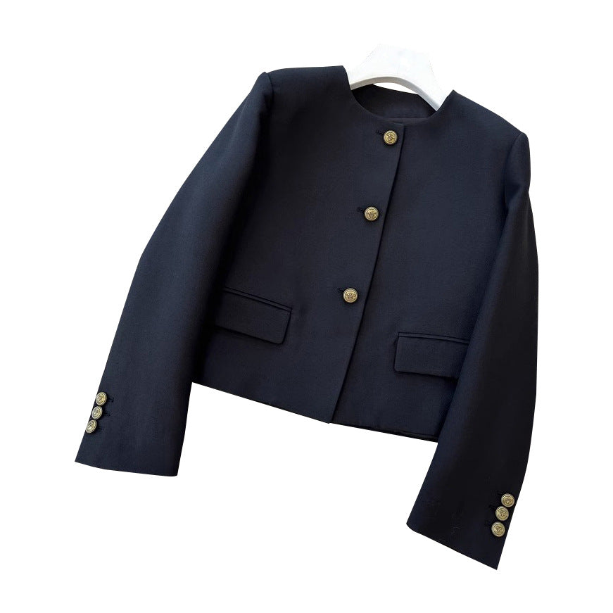 Women Elegant Blazer Jacket with High Collar Chichicherry