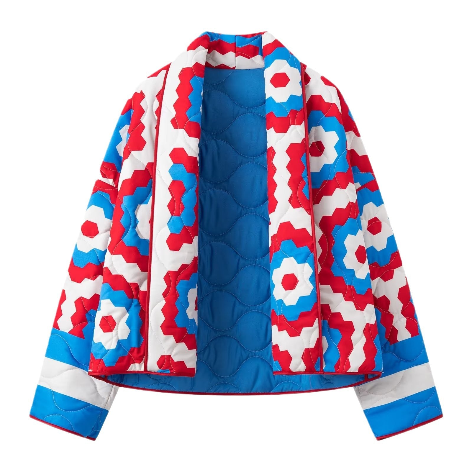 Women's Quilted Jacket in Patchwork Design with Boxy Oversized Silhouette Chichicherry
