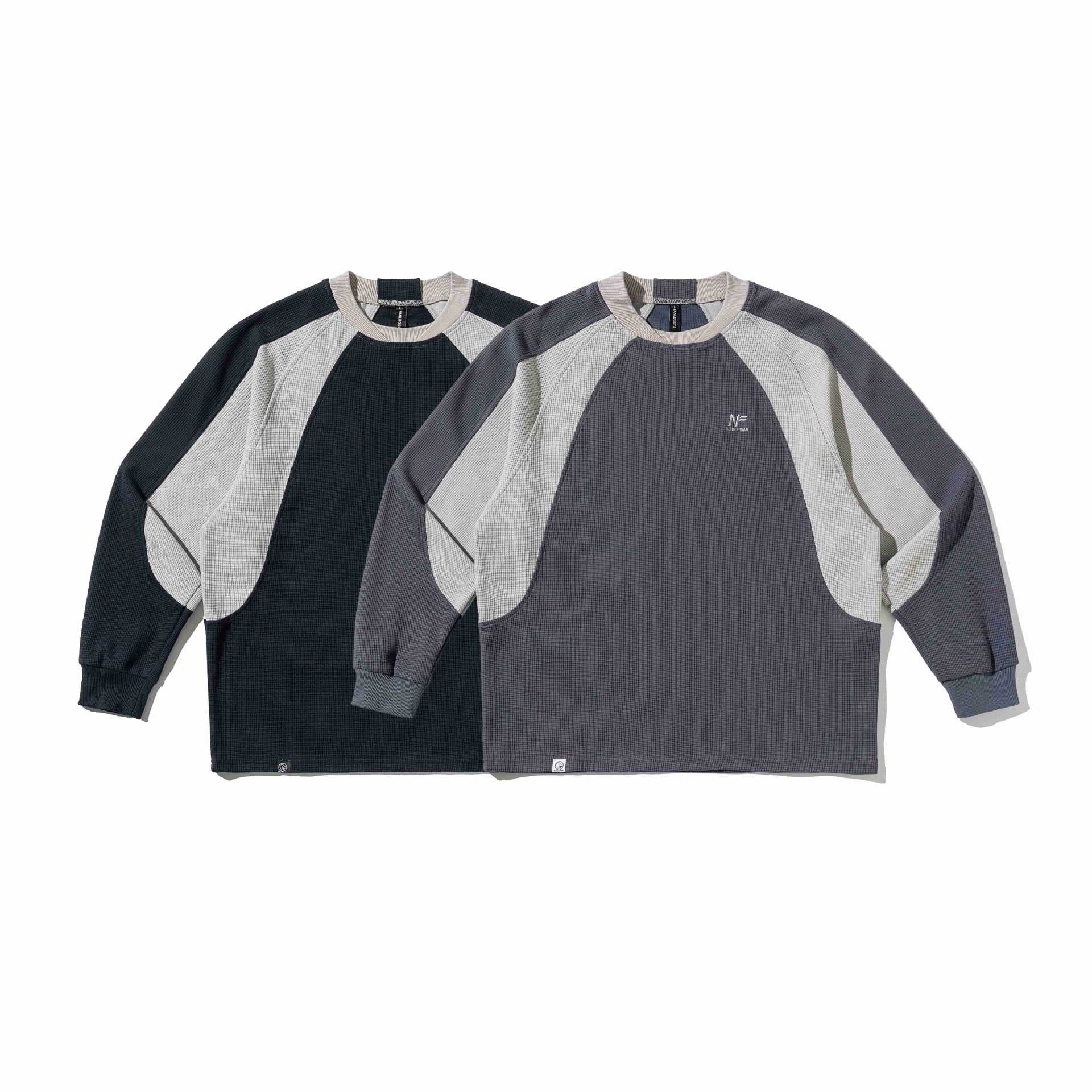 Men's waffle texture sweatshirt with raglan sleeves and contrasting inserts Chichicherry