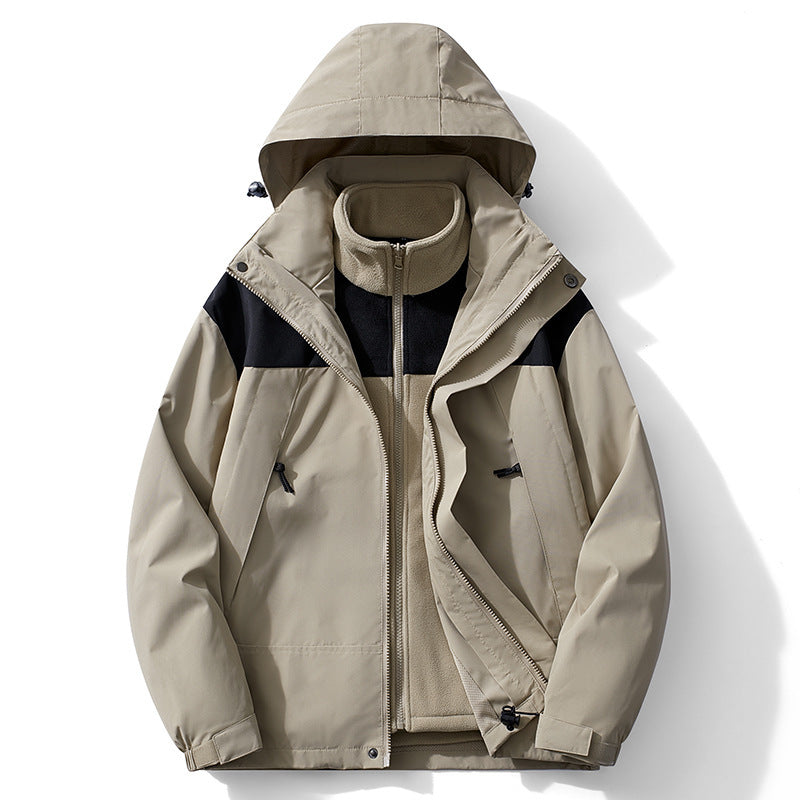 Men's two-layer softshell and fleece combination jacket with detachable inner lining and hood Chichicherry