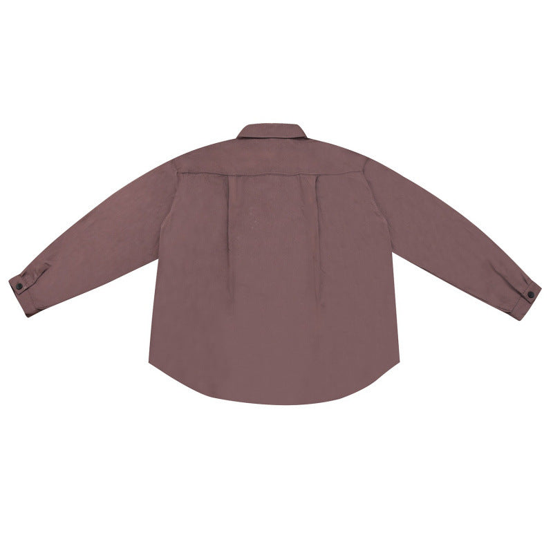 Unisex loose shirt jacket in overshirt cut with rounded hem and slanted flap pockets Chichicherry